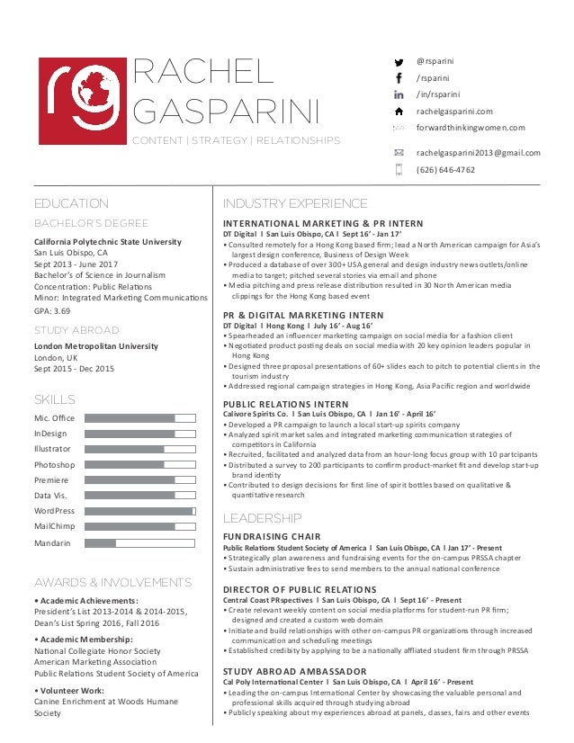 Resume Rachel Gasparini 2017