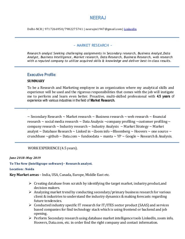 Resume Research Analyst Neeraj
