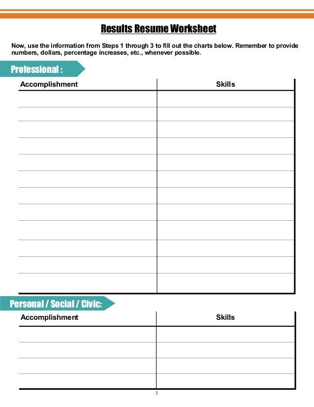high school resume worksheet