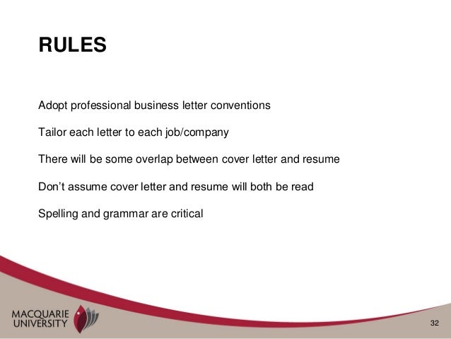 rules for cover letters