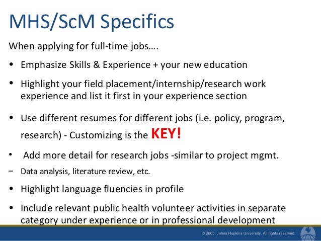 resumes and cvs for mhs students fall 2010