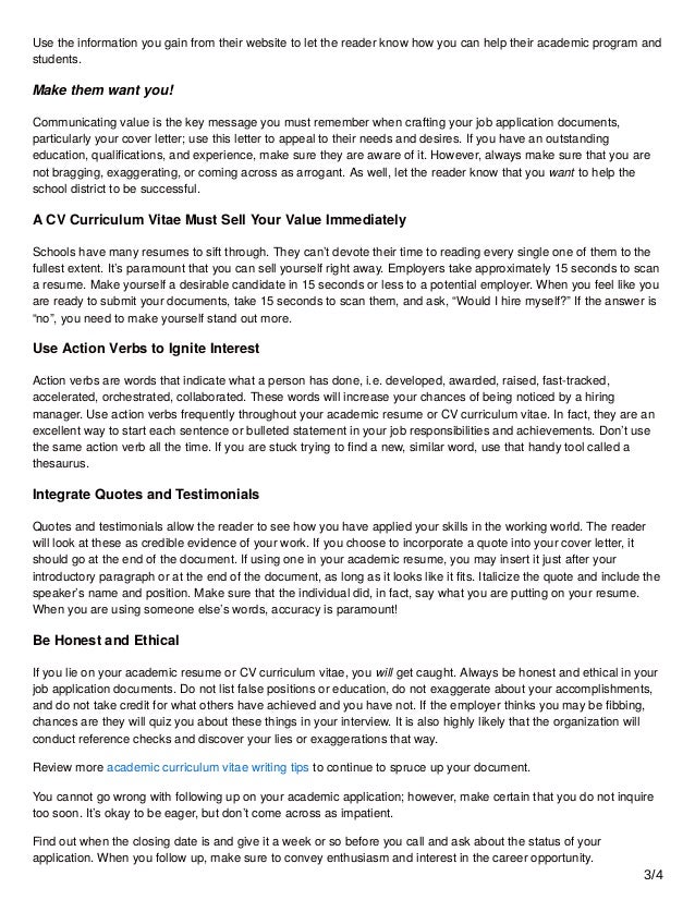 how to do an academic resumes