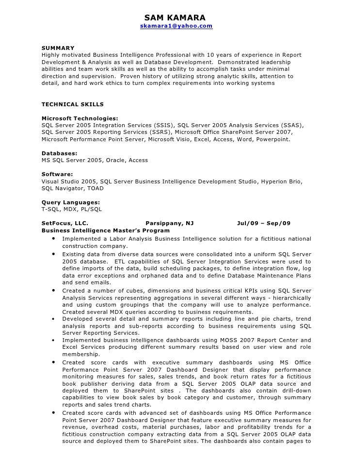 Resume sharepoint 2007