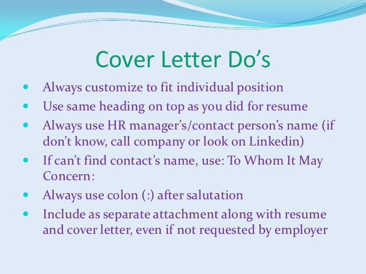 Salutations for resume cover letters