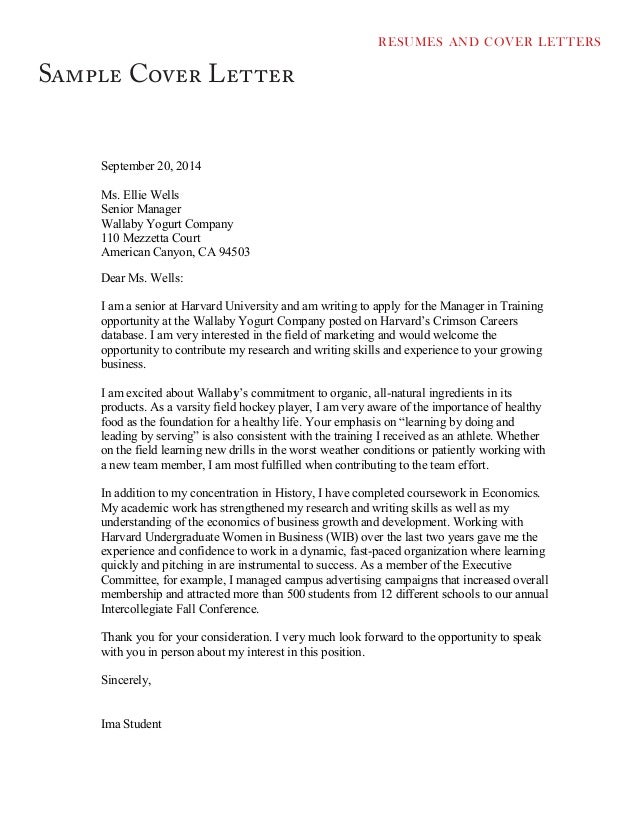 harvard cover letter template word