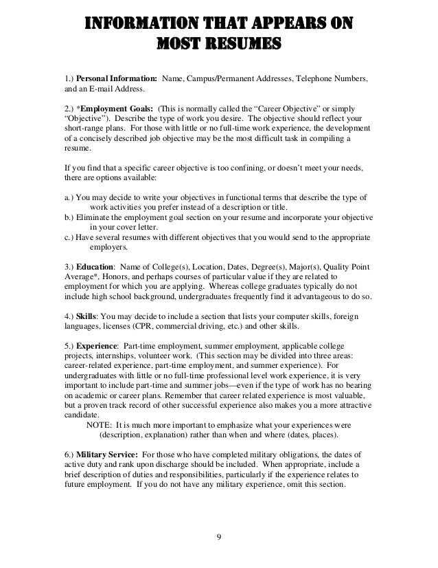 resumes for undergraduates