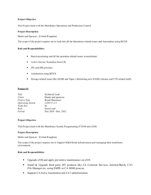 mainframe resume