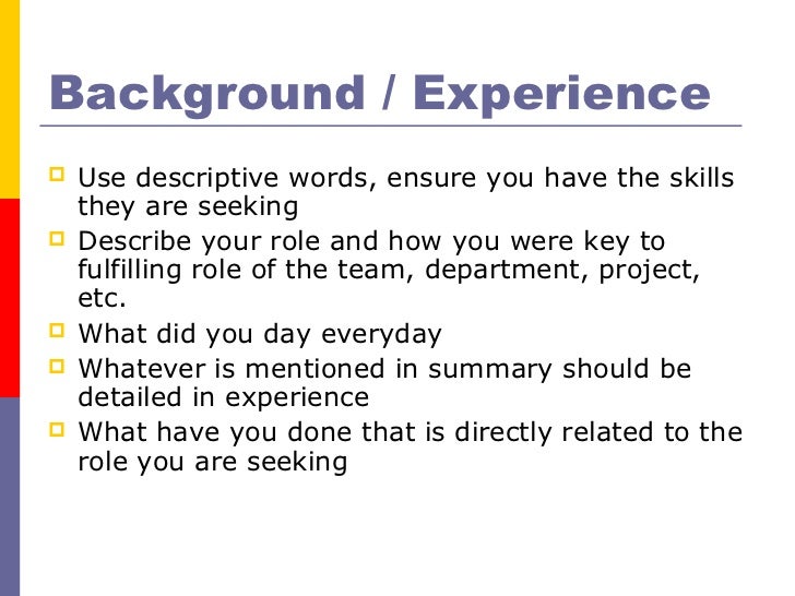 descriptive words for a resumes