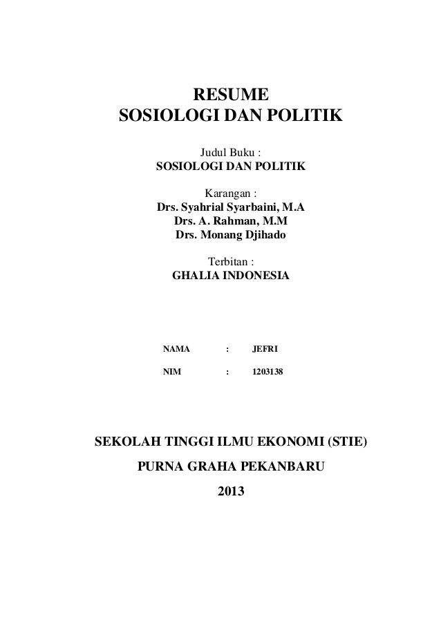 Resume Sosiologi Dan Politik