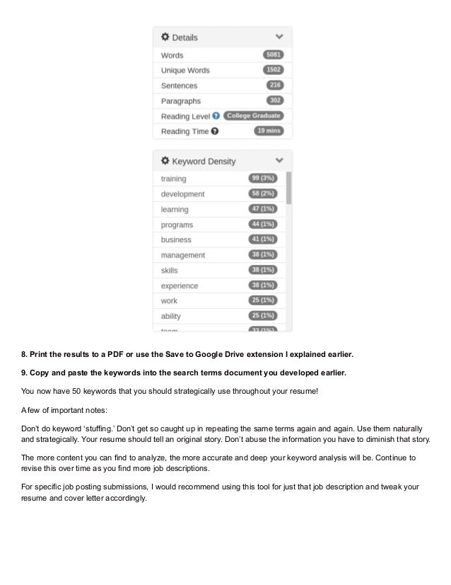 resume keywords list