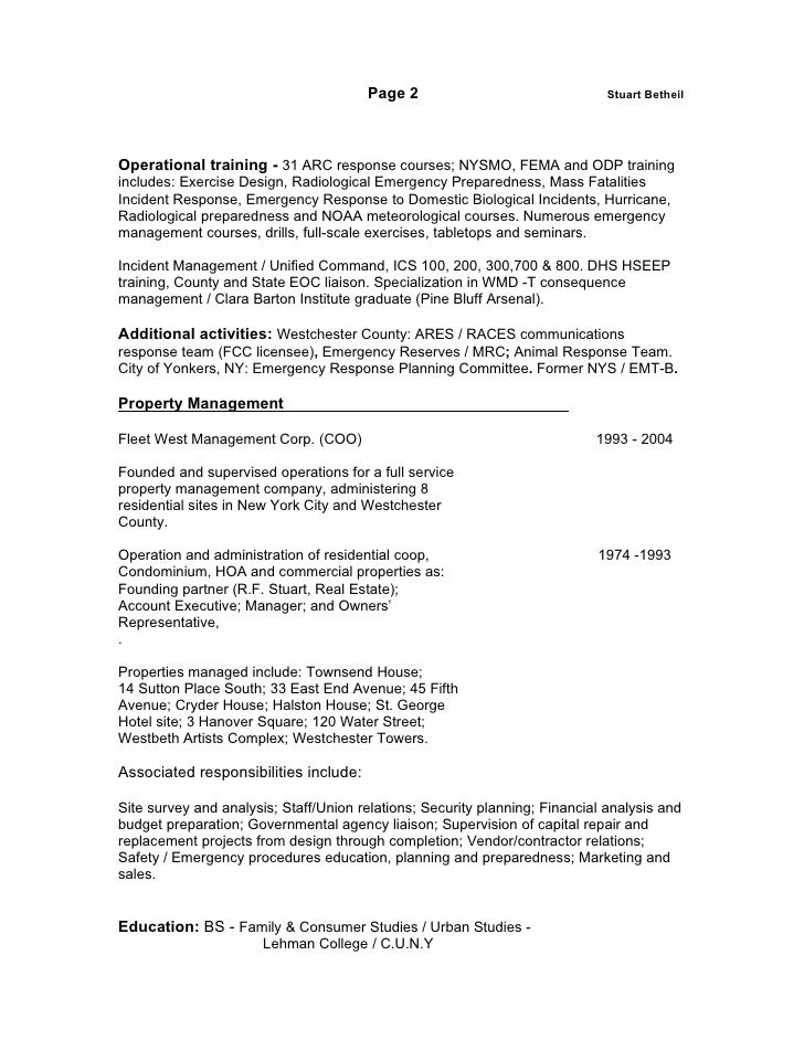 emergency management resumes
