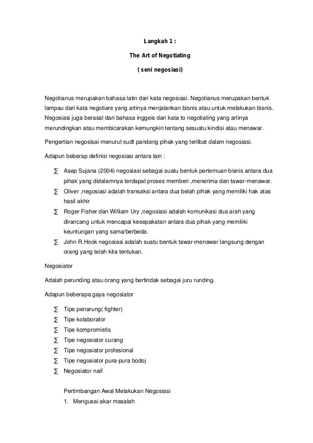 Tugas Resume Sukses Negosiasi