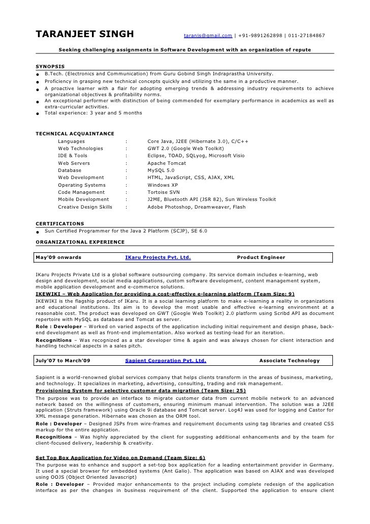 Doc resume j2ee