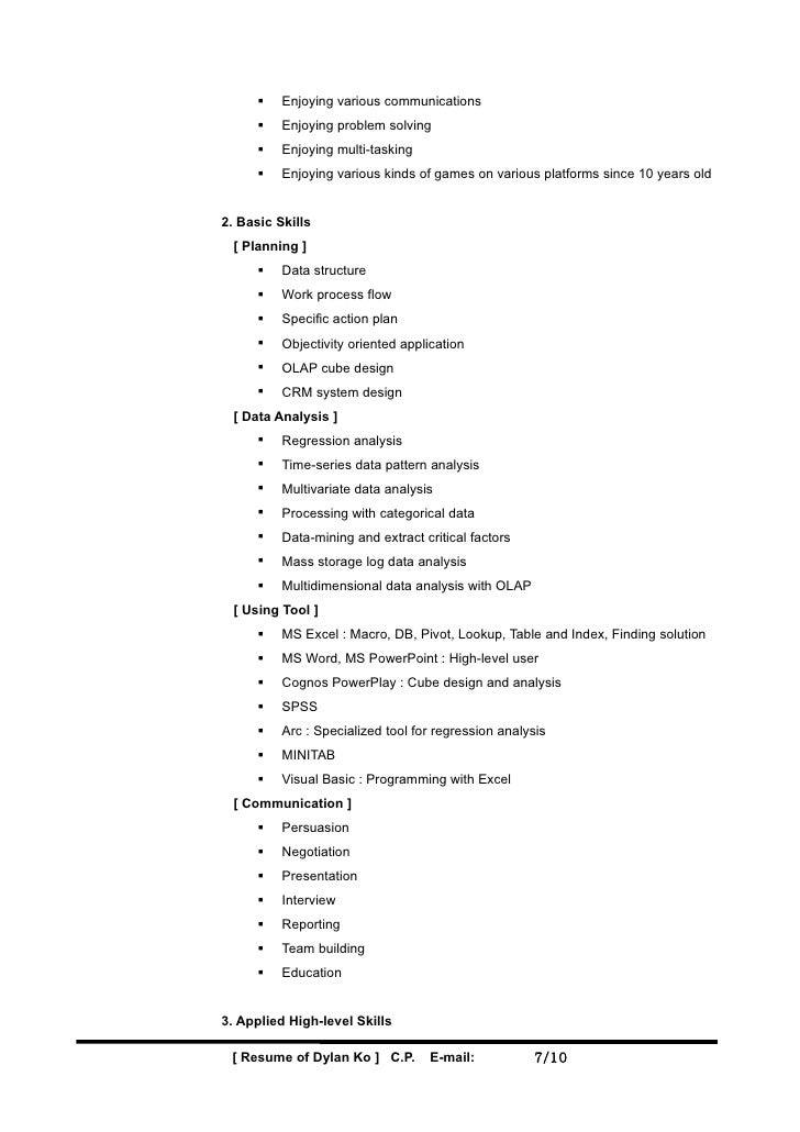 resume template sample dylan ko mining resume template