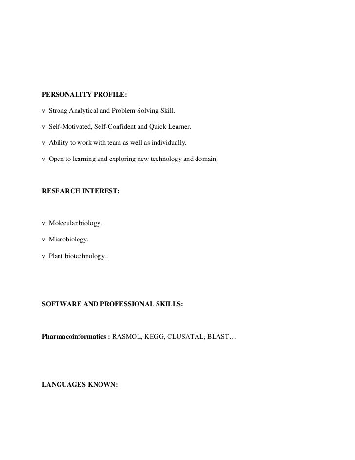 bioinformatics resume sample