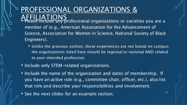 Professional organization list resume