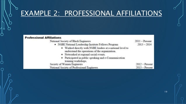 professional affiliations on a resumes