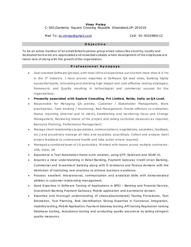 software test lead resumes