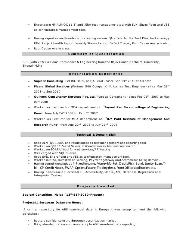 resume vinay qa lead