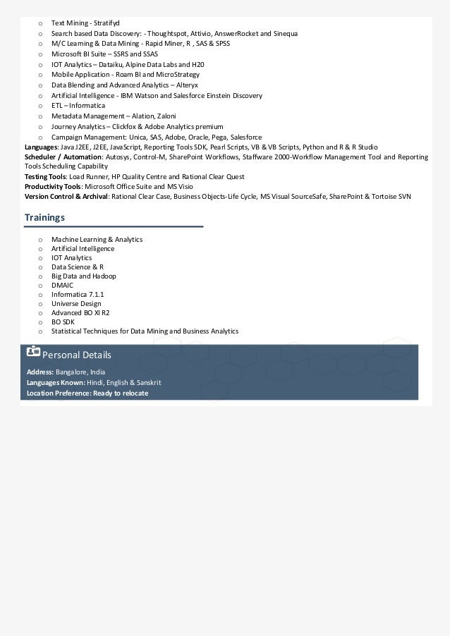 resume vivek mohan bi analytics enterprise architect business objects architect resume