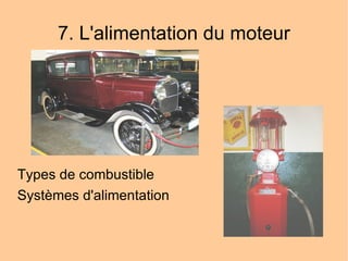 7. L'alimentation du moteur Types de combustible Systèmes d'alimentation 