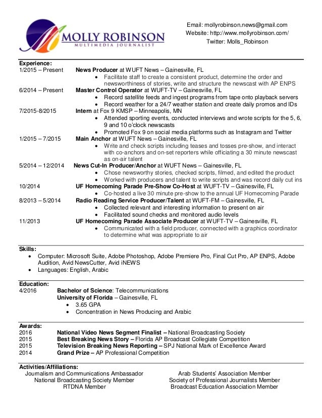molly robinson resume multimedia producer