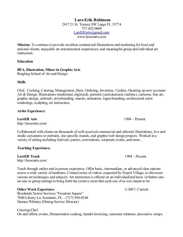 resume for food service
