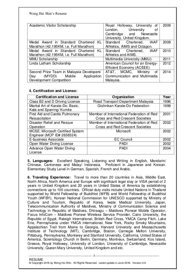 Resume WongHuiShin career_2016_June