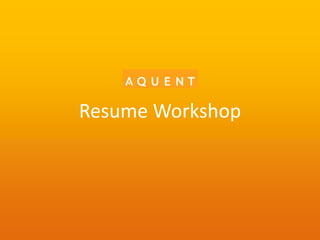 Resume Workshop 