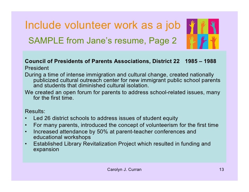 adding volunteer work to resumes