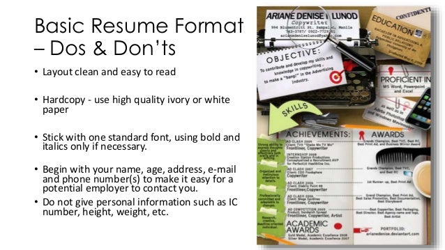 Using bold font in resume