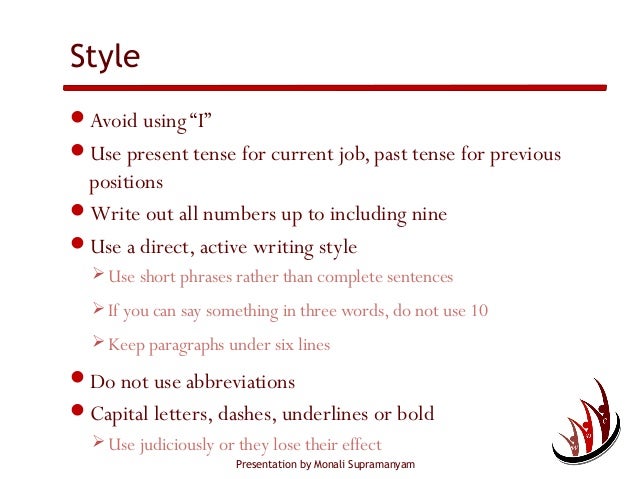 resume in present tense