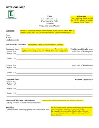 Resume Writing Notes Resume Workshop Handout Packet | PDF