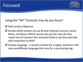 Resume Workshop Mtsu Career Countdown