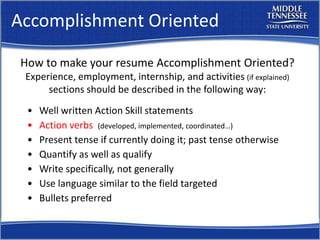 Resume Workshop Mtsu Career Countdown