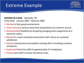 Resume Workshop Mtsu Career Countdown