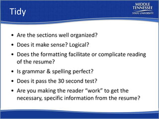 Resume Workshop Mtsu Career Countdown