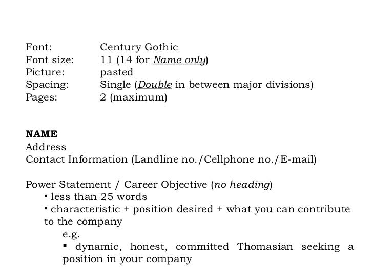 resume heading fonts