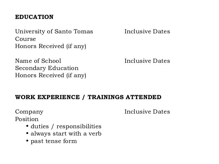 Sample resume trainings attended