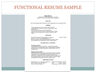 FUNCTIONAL RESUME SAMPLE
 