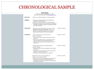 CHRONOLOGICAL SAMPLE
 