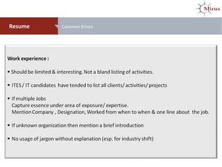 Resume Common Errors
 