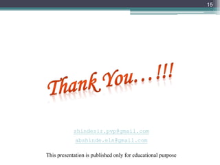 shindesir.pvp@gmail.com
abshinde.eln@gmail.com
This presentation is published only for educational purpose
15
 