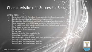 Resume Writing Notes Resume writing | PPTX