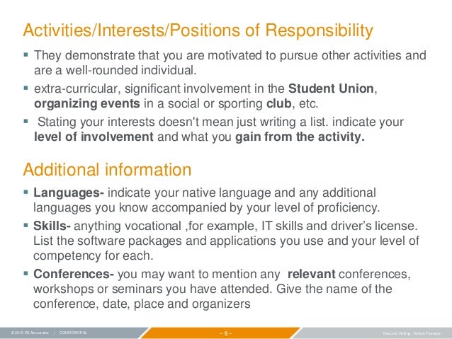 resume writing activity