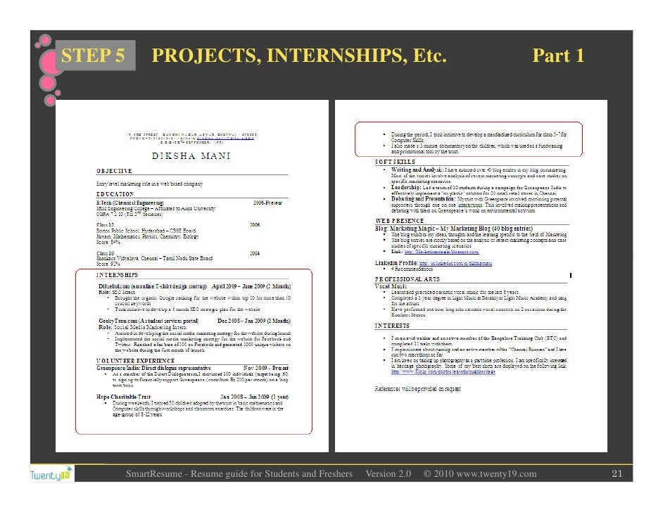 resume for freshers looking for the first job