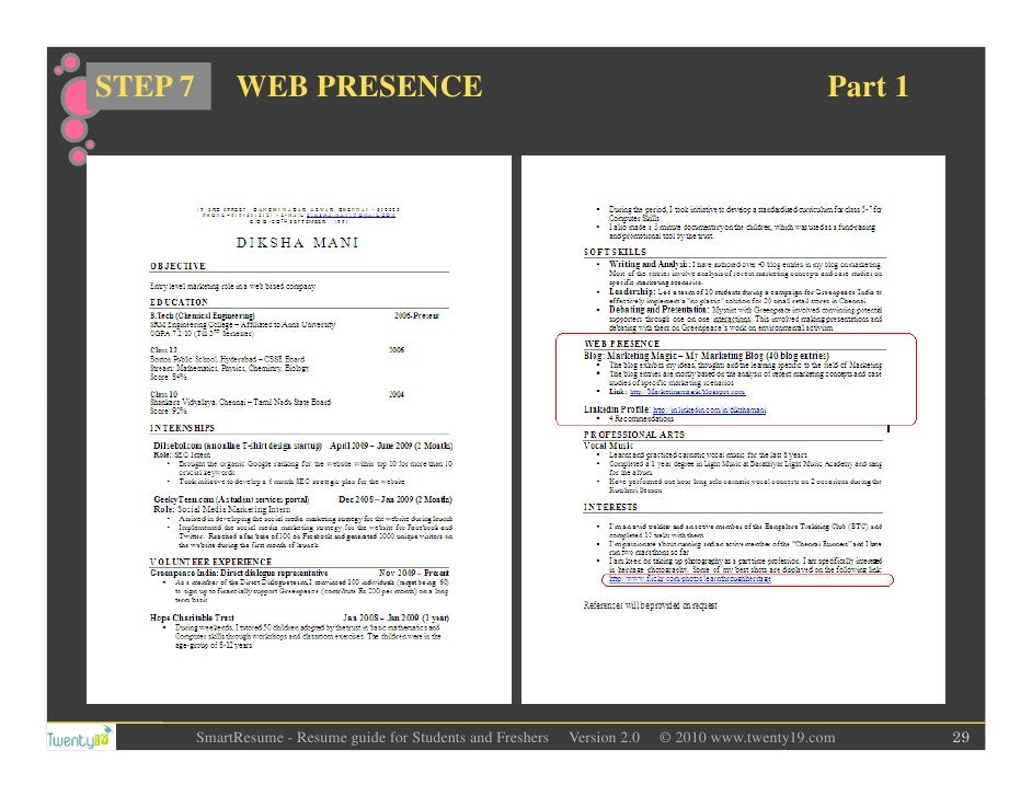 resume for degree students
