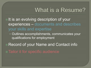 Resume Writing Presentation | PPTX