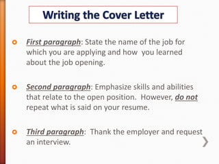 Job Paragraph Resume writing and interviewing skills | PDF