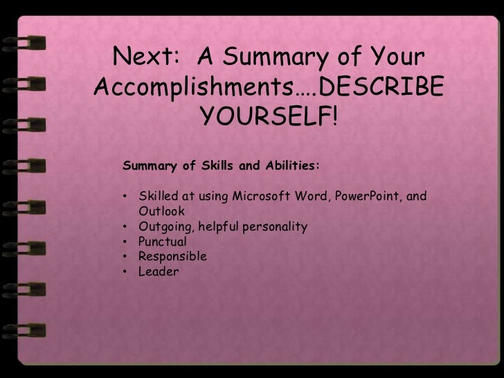 Describing words for your resume